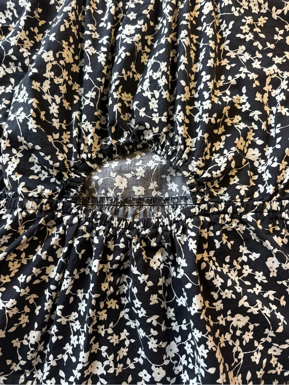 Old Navy Black and White Floral Peplum Blouse